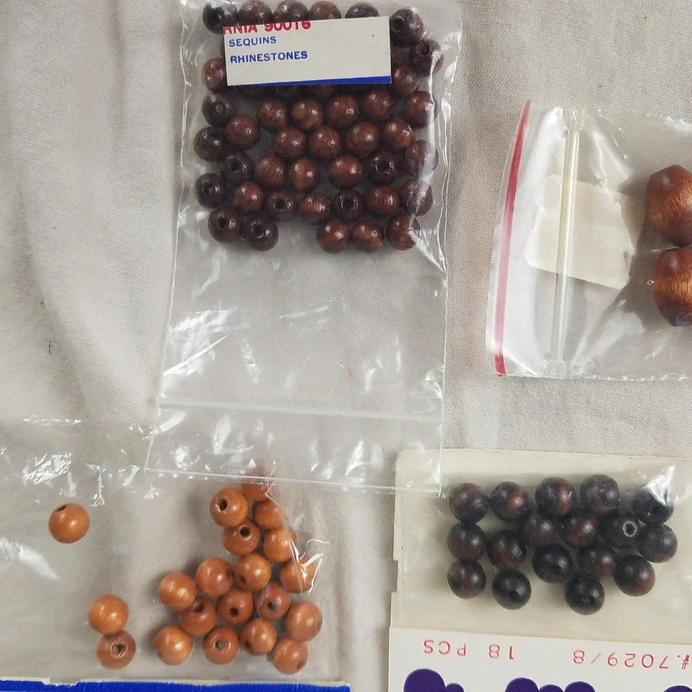 Walbead Vintage Wood Beads Craft Trims Lot Unisex OS Brown NEW‎ Retro Supplies